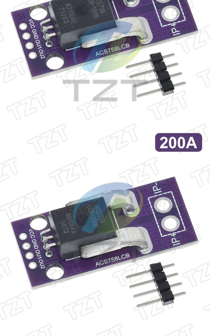 50/100/150/200A Hall Current Sensor Module Linear Analog AC DC 3.3V-5V ACS758LCB-050B 100B 150B 200B -PFF-T RC Model Connector