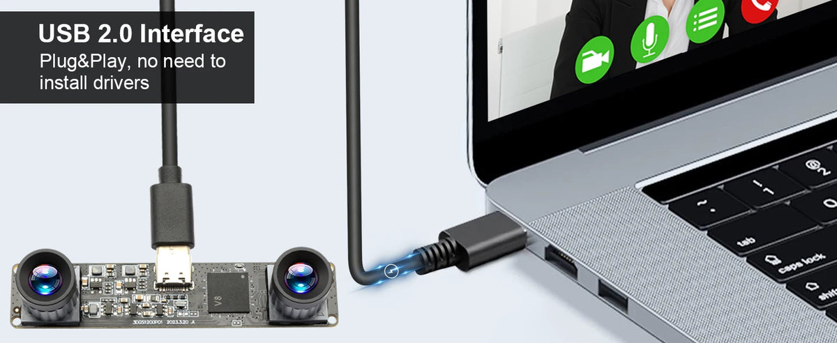 ELP 1200P Global Shutter USB Webcam Synchronization Dual Lens Camera Module High Speed 120fps 3D Stereo UVC Industrial Camera
