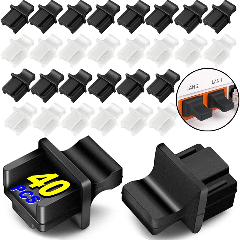 10-40Pcs RJ45 Dust Cap Connector Dust Cover Plug Protector Plugs Hub Port For Laptop/Computer/Router RJ45 Connector Dustplugs
