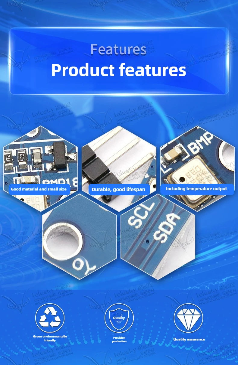 1PCS GY-68 BMP180 High-Precision Digital Pressure and Temperature Sensor Module Compatible with BMP085 for Arduino ESP32