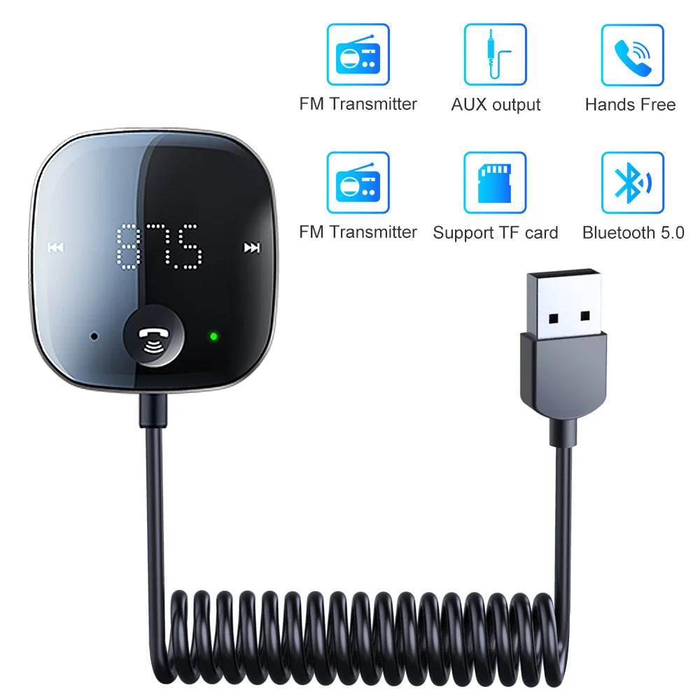 Bluetooth 5.0 FM/AUX Transmitter Audio FM Transmitter and Receiver Hands-Free Car Adapter FM Bluetooth Fast Charger
