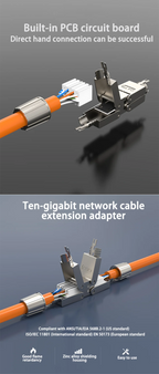 CAT6 Cat6A Cat7 Network Cable Extender Junction Adapter Connection Box RJ45 Lan Extension Connector Full Shielded Toolless Crim
