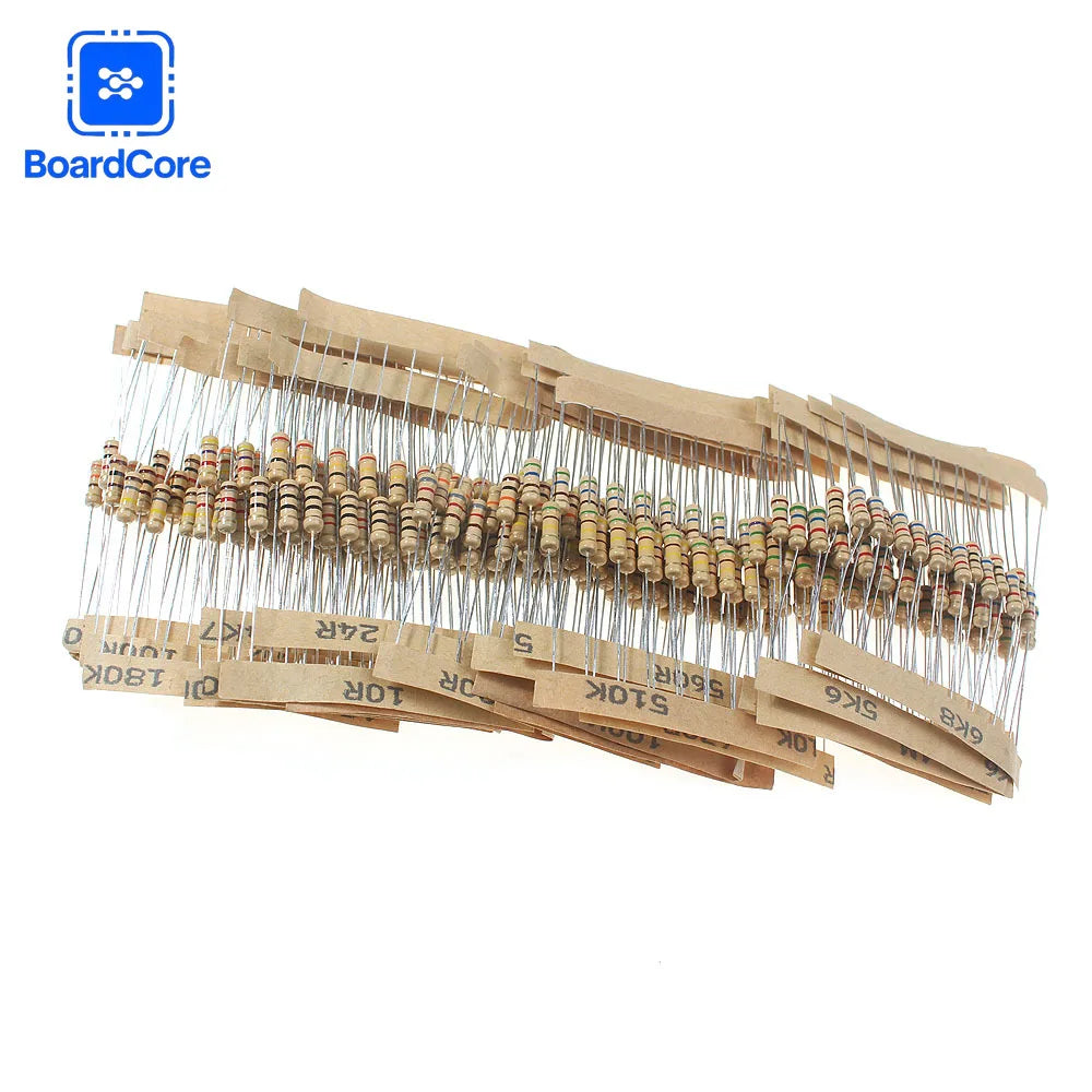 300PCS 0.5W Carbon Film Resistor Kit 30 Values 1 Ohm ~ 3M 1/2W 5% Color Ring Resistance Assortment Set for Circuit Repair