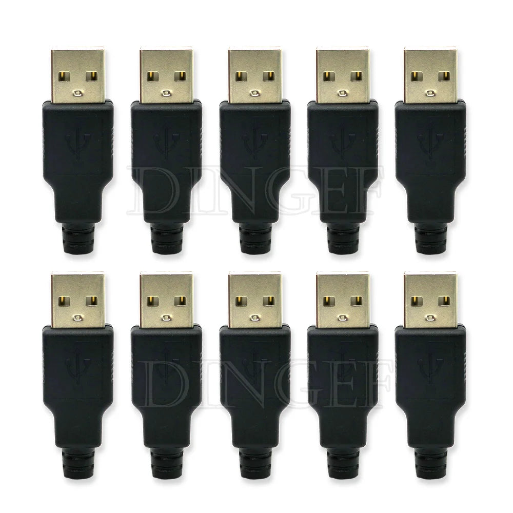 5PCS Type A Male Female USB 4 Pin Plug Socket Connector With Black Plastic Cover Type-A DIY Kits ibuw