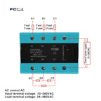 DA Three Phase Solid State Relay  25A 40A 100A DC TO AC 3 Phase SSR 3-32V DC Control 24-480V