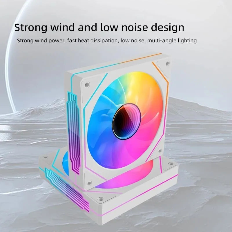 LDPCSJ PRISM 4 PRO 120mm PC Case Fan Equipped with ARGB Controller, 4-Pin PWM Silent Cooling Fan,12V 3Pin Addressable ARGB,45.2CFM High Airflow 600-1500RPM Synchronizable RGB Fan for Gaming Desktop Water Cooling Computer Chas