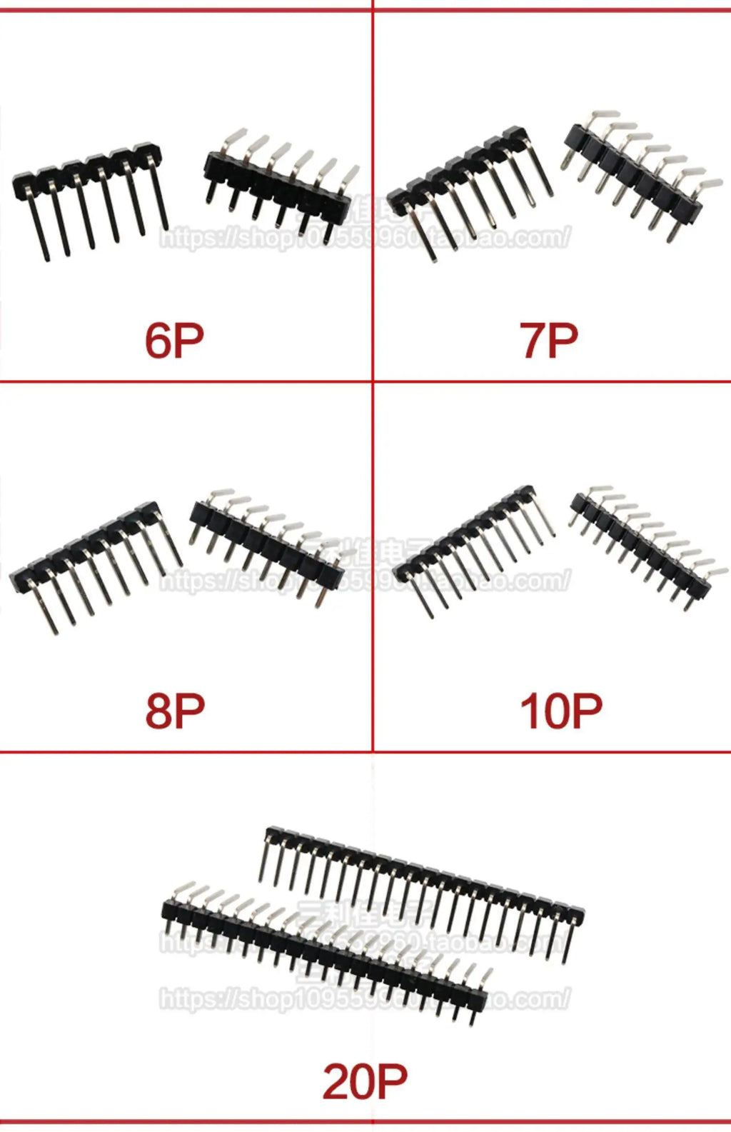 10pcs 2.54 mm Pitch 1x 40 Pin Right Angle Single Row Pin Header Male 90 Degrees Needle Connector 3P/4P/6P/8P/10P/15P/40P 1*40