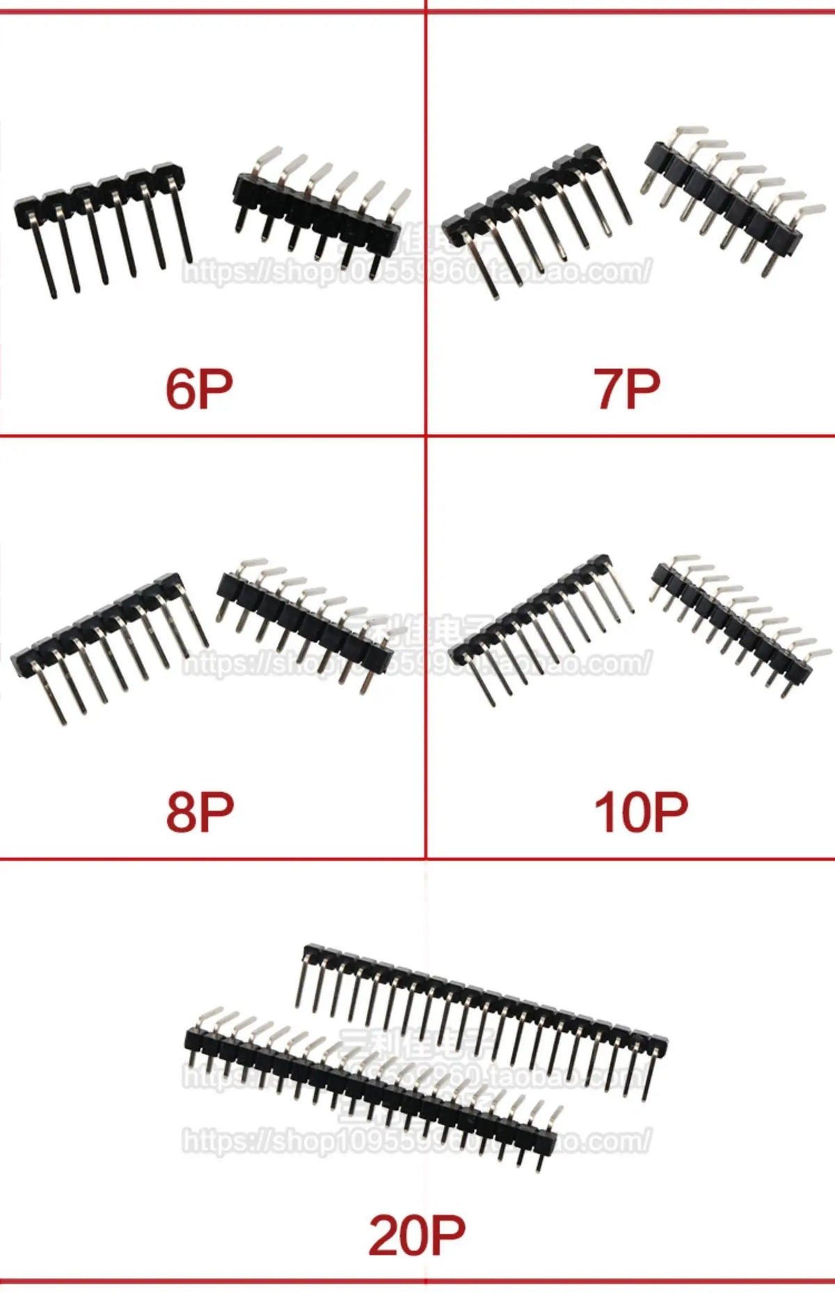 10pcs 2.54 mm Pitch 1x 40 Pin Right Angle Single Row Pin Header Male 90 Degrees Needle Connector 3P/4P/6P/8P/10P/15P/40P 1*40