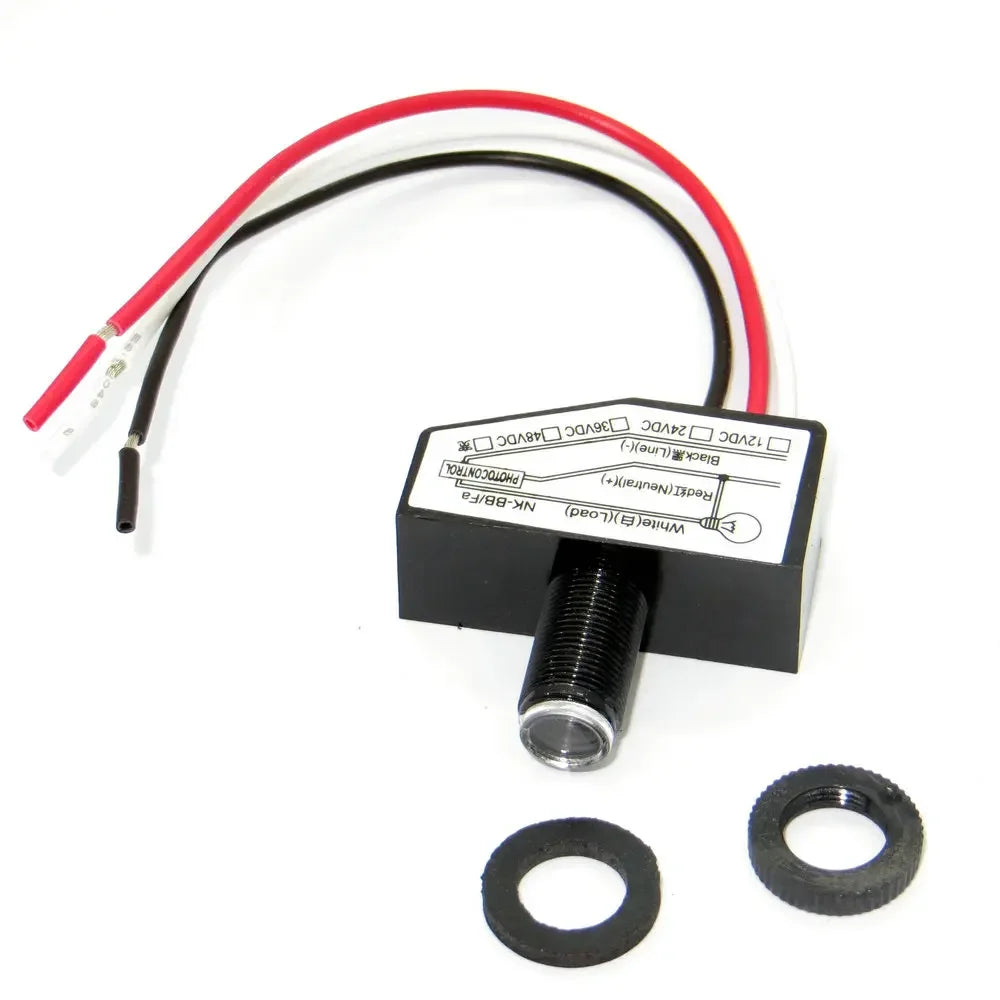 12V Automatic Dusk To Dawn Photocell Photo Control Light Sensor Switch for Hardwire Outdoor Lamp Posts, UL Listed, Black