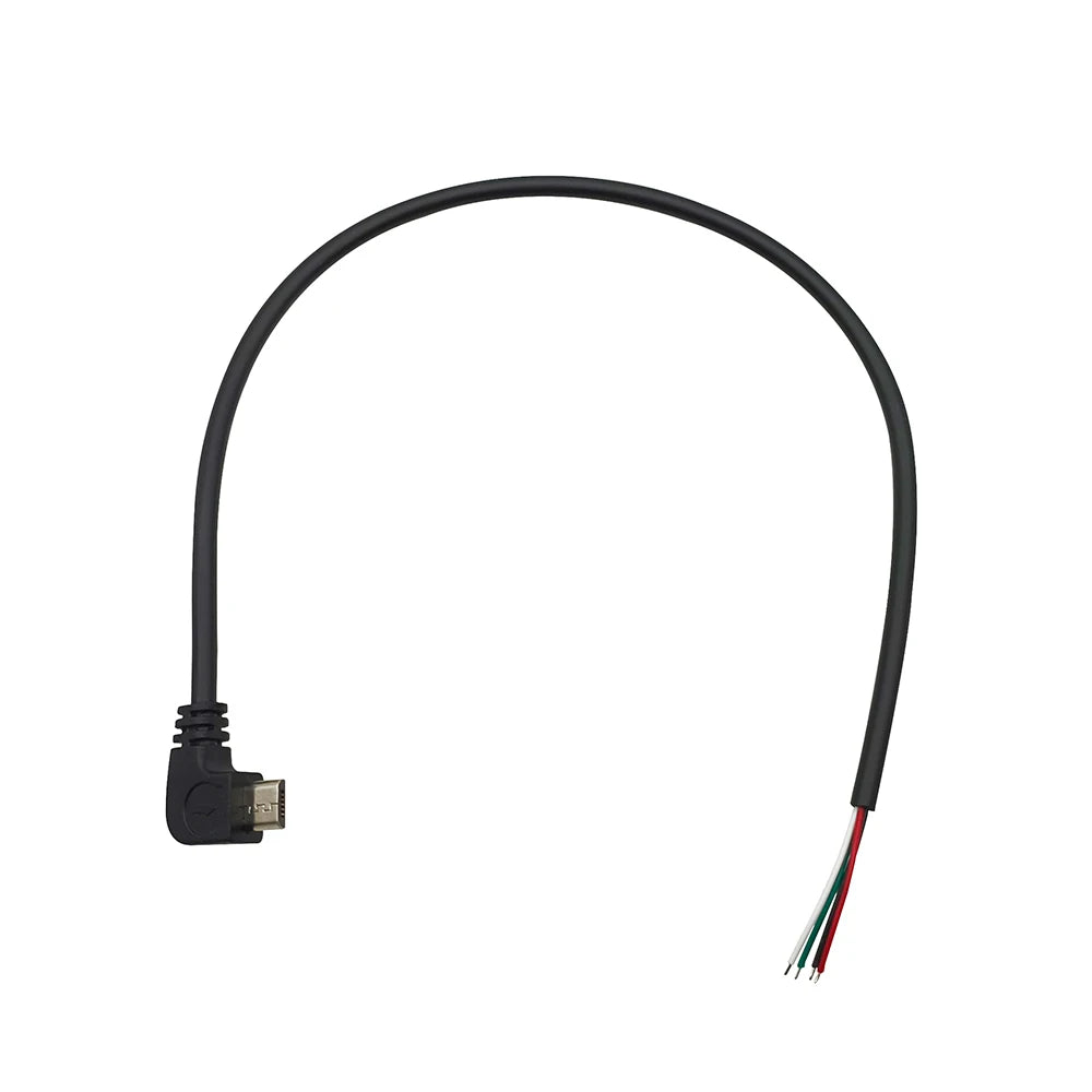1Pcs 2 Wire 4 Wire Micro USB Power Supply Cable Elbow Head Male Plug Charging Connector DIY Repair Cable 0.3m