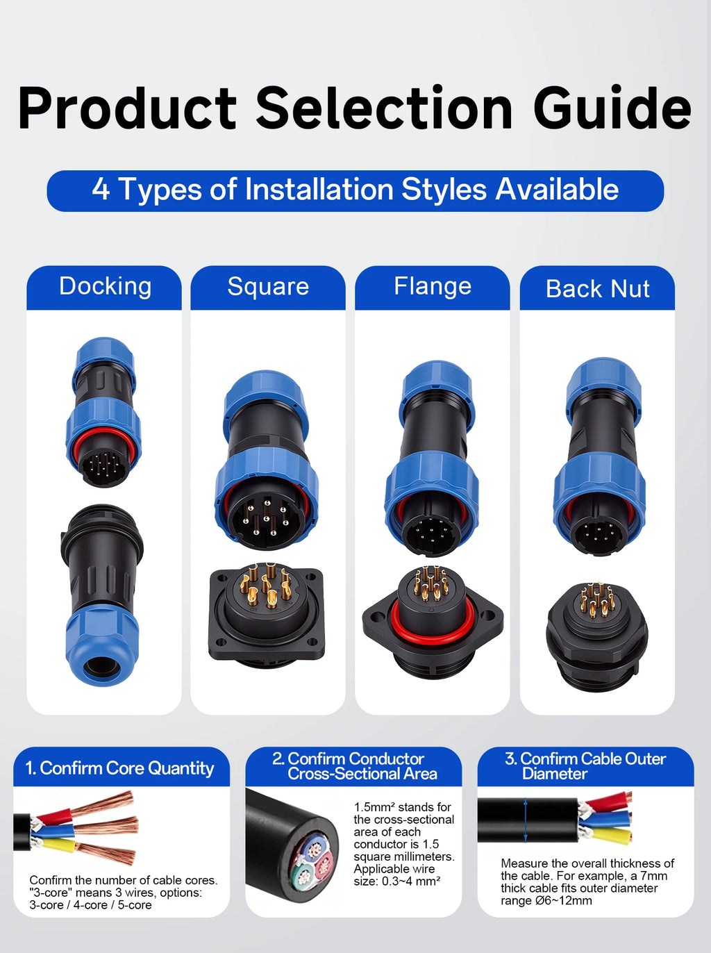 SP13 Connector Waterproof IP68 2pin 3pin 4pin 5pin 6pin 7pin Docking Male Plug Female Socket Cable Plug and Socket Connectors