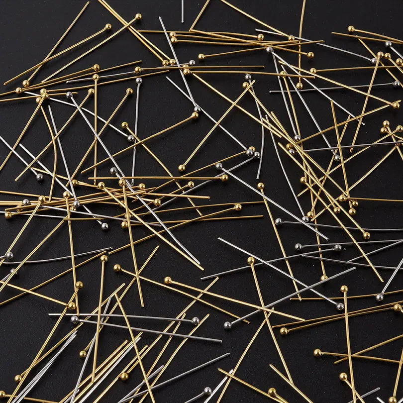 100pcs/Lot Golden Color Stainless Steel Ball Head Pins PVD Needle Pin DIY Jewelry Accessories Base De Aretes Acero Inoxidable