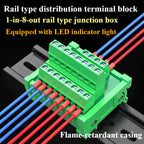 1PCS Guide Rail Terminal Block 1 In 5/8/16 Out Power Distribution Box Wire Parallel Module Guide Rail Terminal Block