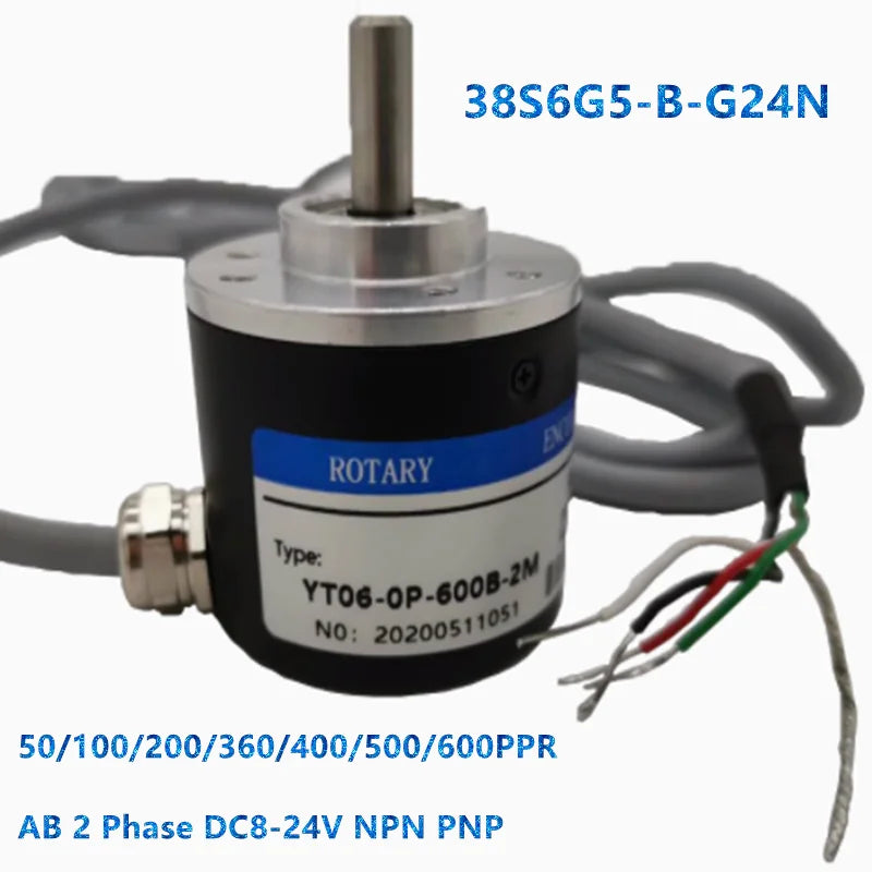 Rotary Encoder hotoelectric Incremental 38S6G5-B-G24N 50/100/200/360/400/500/600PPR AB 2 Phase DC8-24V NPN PNP Optical Encoder