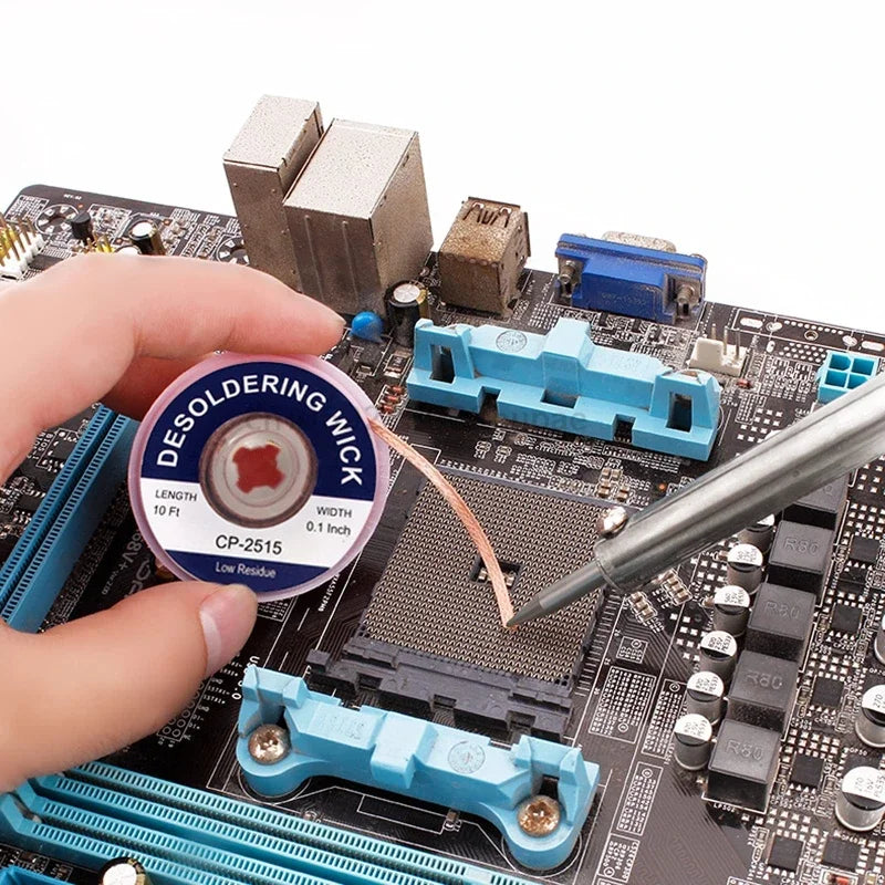 Electronic Repair Wick Copper Braid Desoldering Wick Pure Copper Braided Solder Removal Wire Residue PCB Soldering Clean Tool