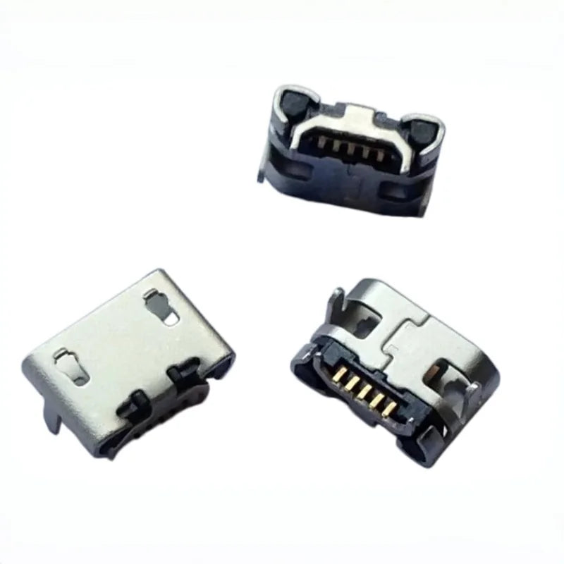 100pcs Micro USB 5pin No Side Ox Horn Female USB Socket Flat Mouth Four Legs Socket Mini USB Connector