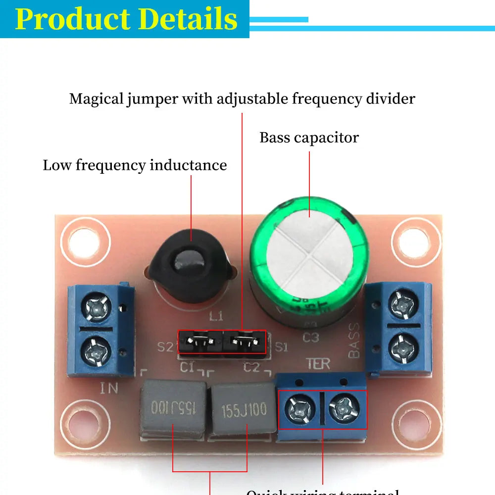 Liludin 1/5/10Pcs Adjustable HIFI Horn Treble Bass 2 Way Audio Frequency Divider Home Car DIY Speaker Crossover Filters Kits