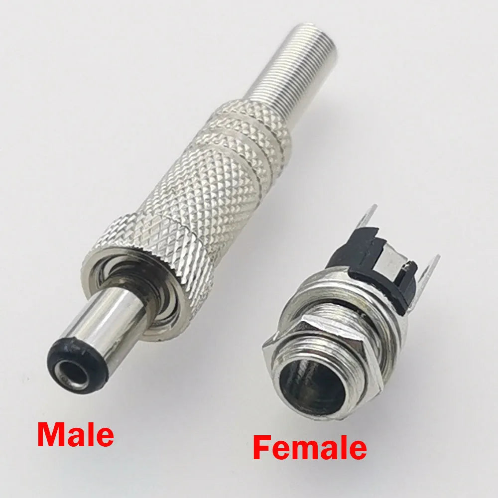 1pc 5.5 X 2.1 2.5MM Screw Locking DC Power Connector Female Plug & Metal Panel Mount Socket Locable Secure Standard Plug Socket