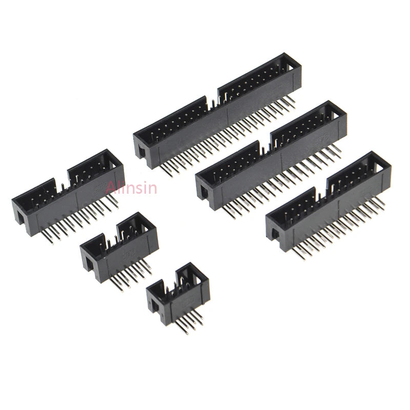 5/10Pcs Right Angle 6/10/20/26/34/40 Pin 2.54mm Pitch Male Socket Idc Box Header Pcb Connector Double Row 10p/20p/40p Dc3 Header