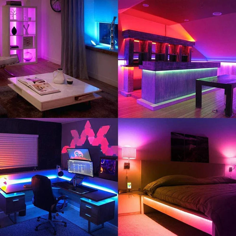 New 5-40M RGB LED Strip Lights with Power Supply Music Sync APP & 44Key Remote Control Flexible LED Tape for Home Room Decor