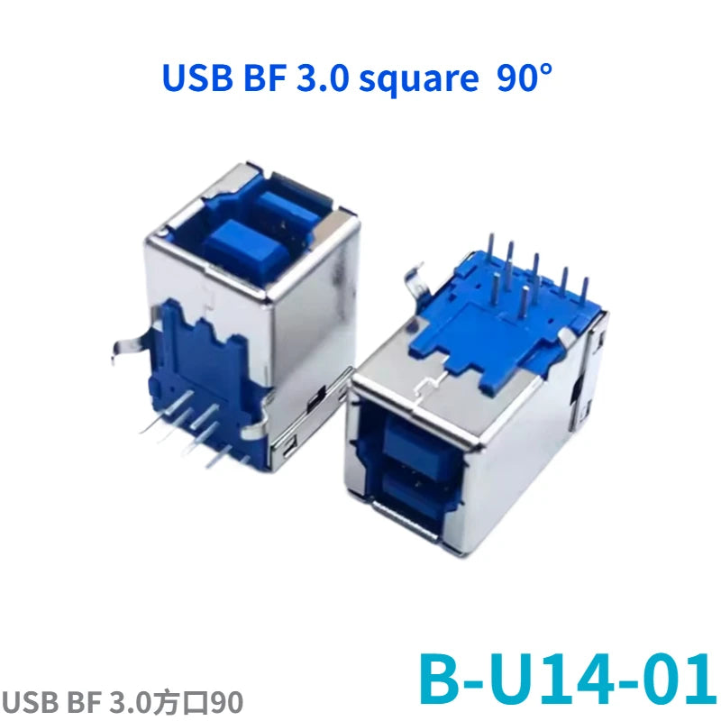 5PCS  USB Connector 3.0 A-type Female Socket AF Type 90 Degree Side Plug 180 Degree USB 3.0 B-port Printer Data