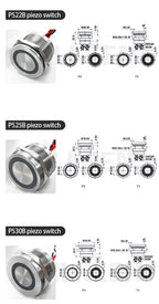 ABILKEEN 30mm 1NO Momentary/Latching Function Piezo Electric Switch IP68 Waterproof Pressure-Sensitive Switch