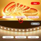 AC 220V LED Strip Waterproof 240Leds/M 3000K 4000K 6000K Home Decor Self Adhesive Tape Chain Light Flexible Ribbon Strip