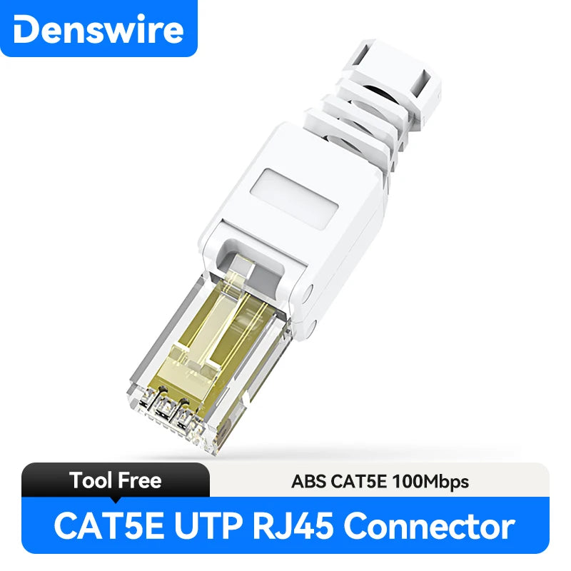 Denswire CAT7/CAT6A RJ45 Connectors, Tool-Free Shielded Zinc Alloy Ethernet Plugs Termination Plug Fits Solid/Stranded Cable
