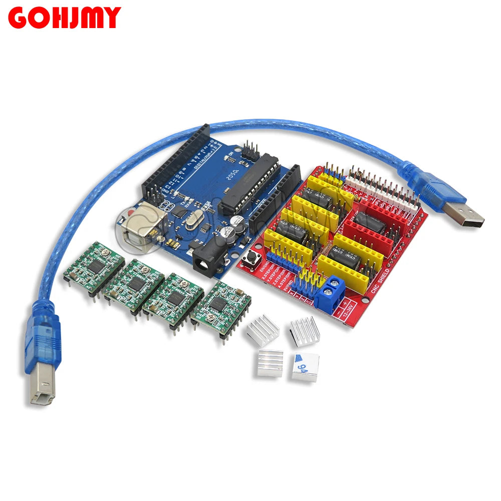CNC Shield DRV8825 V3 V4 Engraving Machine 3D Printer/ A4988 Driver Expansion Board For Arduino + NANO 3.0 UNO R3 With USB Cable