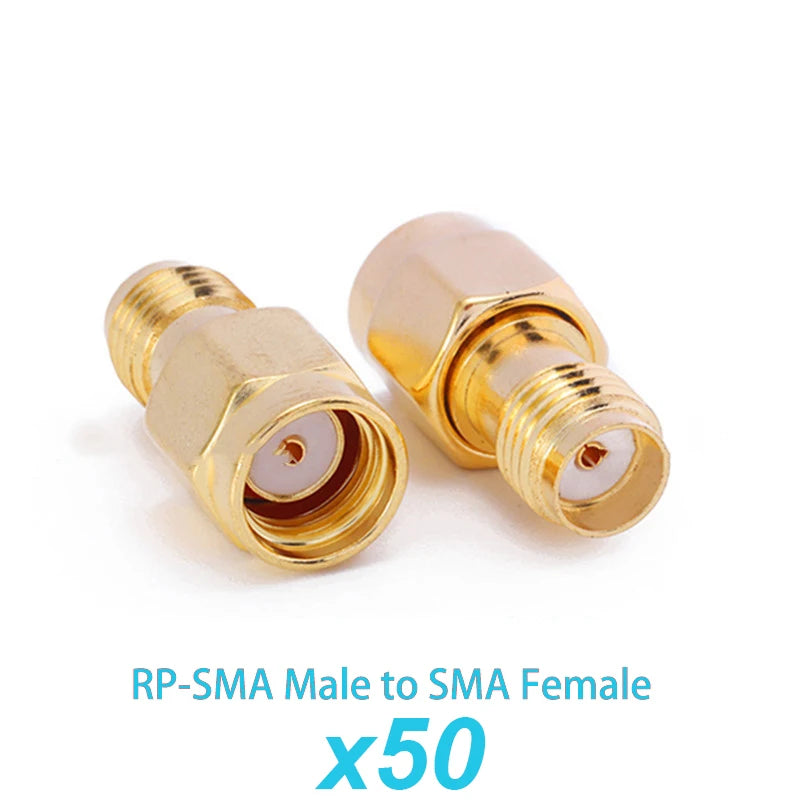 50Pieces Copper SMA Female to SMA Female Straight Adapter RP-SMA Low Signal Loss RF Connection for FPV Drone WIFI