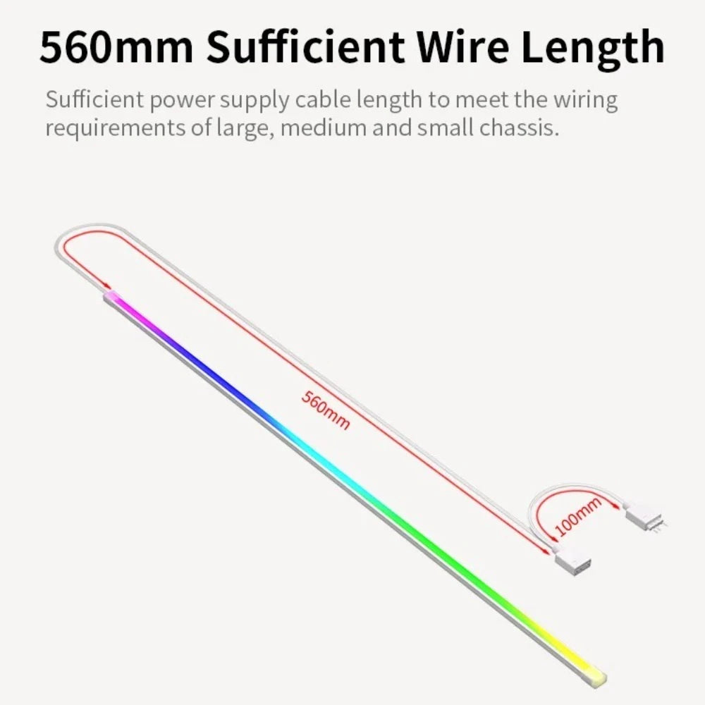 Soft Neon Addressable Rainbow PC WS2812b LED Strip Light for 5V 3pin ARGB Header PC Case Asus Aura Sync RGBIC Fusion MSI Mystic