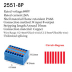 Wire Electrical Cable Wiring Connectors Push-in Terminal Block Multiple In Multiple Out Mount On Din Rail DIY Splicing