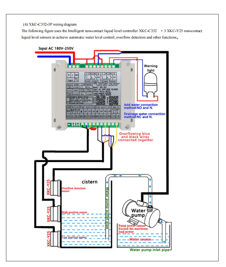 AC110-220v C352 Water Level Sensor Controller for Pump and Valves,Optional 1m/3m/5m/10m Cable