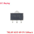 100pcs/20pcs 78L05 SOT89 7805 SOT-89 Output 5V 100mA/150mA/300mA 0.1A/0.15A/3A Linear Voltage Regulator Triode Chip IC  Original