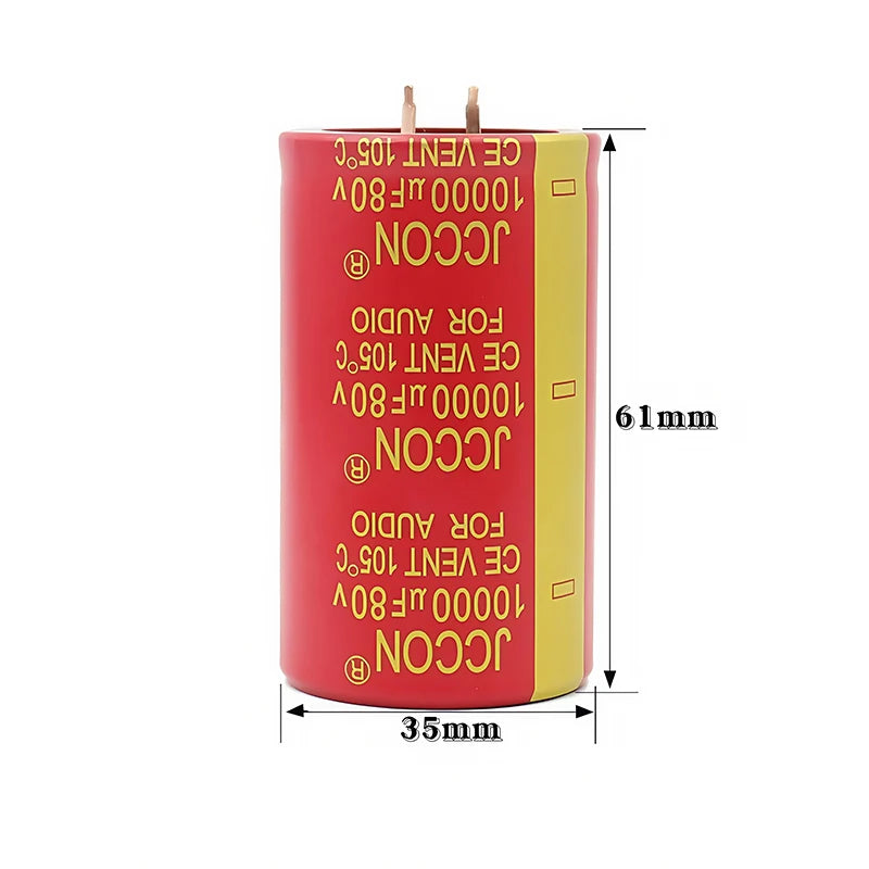 1pcs 50v 10000uf 63v10000uf 80v 10000uf JCCON Copper Pin Capacitors Audio Amplifier Filters Aluminum Electrolytic Capacitors Red