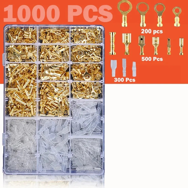 120/315/1000pcs Male and female cable box, insulated cable, male connector, 2.8/6.3mm electric crimping terminal shovel kit