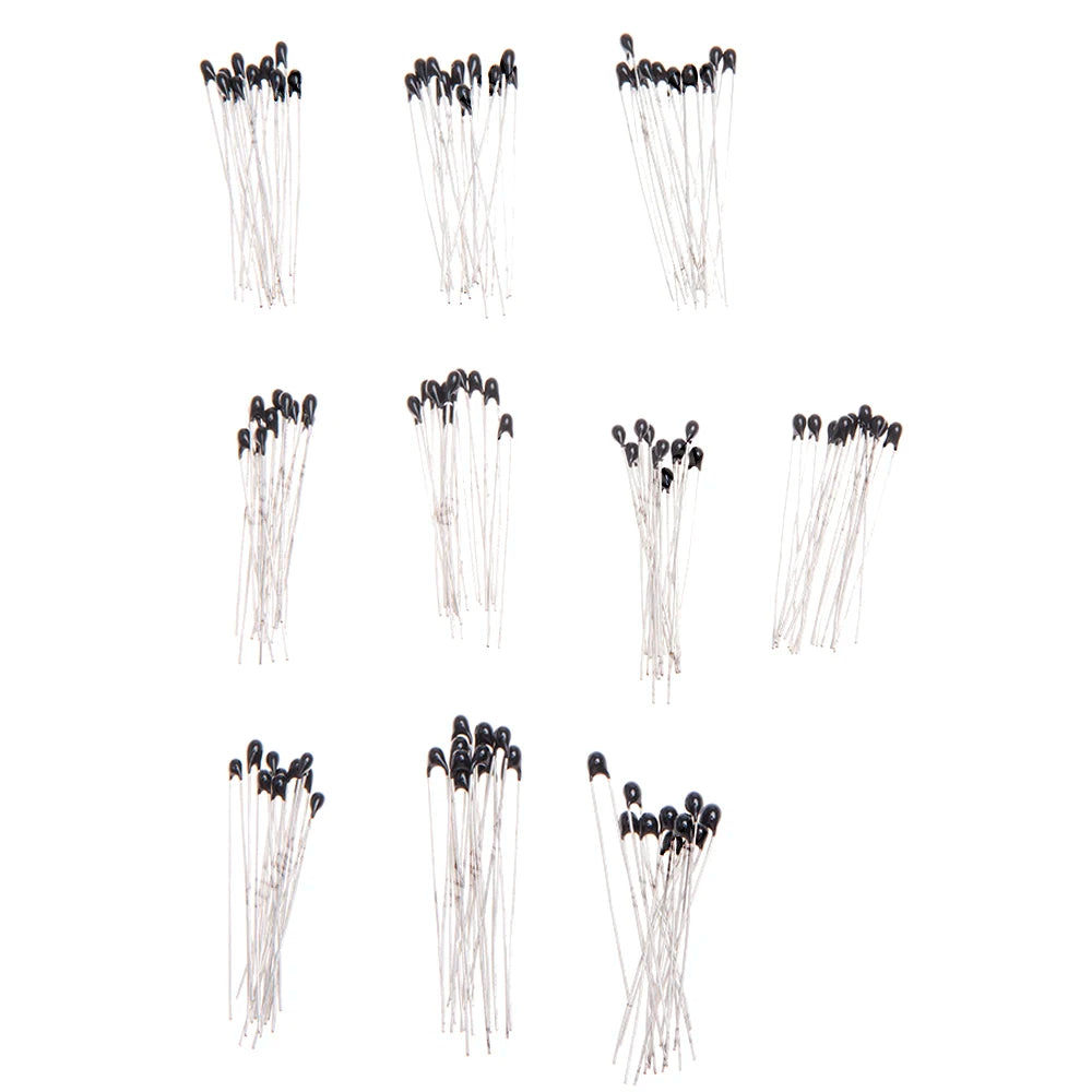 100PCS 10Values MF52 NTC Thermistor Kit 1K-100K 3950B for Temperature Sensing & Circuit Overheat Protection 1K 10K 100K