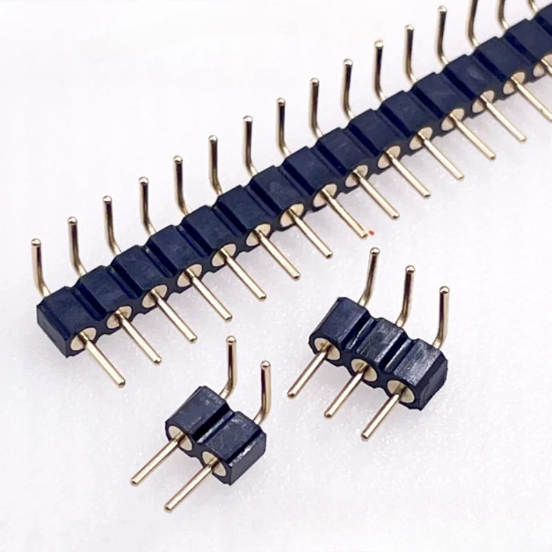 100pcs 1X2/3/4/5/10/15/20/40P RGB RGBW LED Strip PCB Connector Round Hole Right Angle DIP Gold IC Crystal Female Male Pin Header
