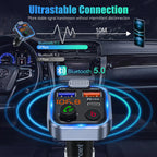 LENCENT FM Transmitter Wireless Bluetooth 5.0 Handsfree Car Kit with Type-C PD 20W+ QC3.0 Fast USB Mp3 Player
