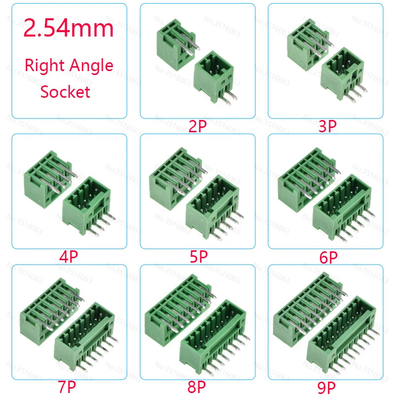 5/10Pcs 15EDG 2.54 mm KF2EDG PCB Screw Terminal Block Connector Right Angle/Straight Needle Plug Pin Header Socket 2/3/4/10 Pin