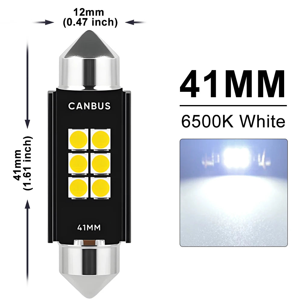 2-20 PCS C10W C5W LED Bulb CANBUS Festoon 31/36/39/41mm 12V 24V 3030-6SMD 6500K White Car Interior Dome License Plate Lights