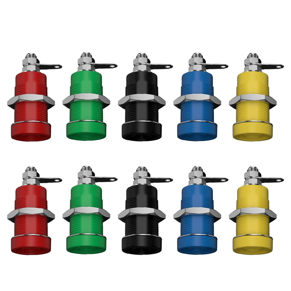 QSS 10pcs 4mm Safety Banana Socket Panel Socket Banana Plug Jack Electrical Connector Tool