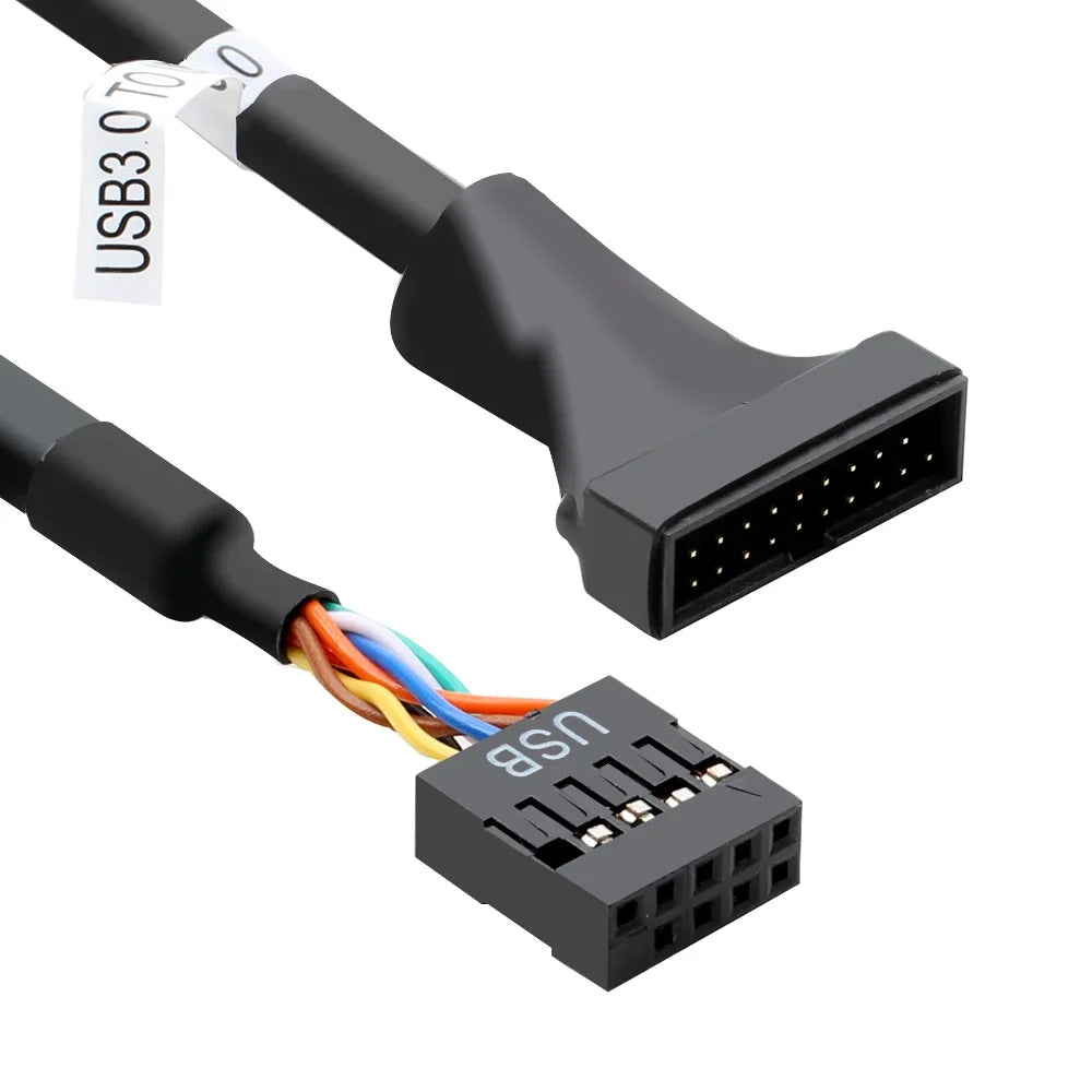 Motherboard USB 3.0 19-Pin To USB 2.0 9-Pin Adapter 9Pin to 19Pin Header 480Mbps Data Transmission Cable for Desktop Front Panel