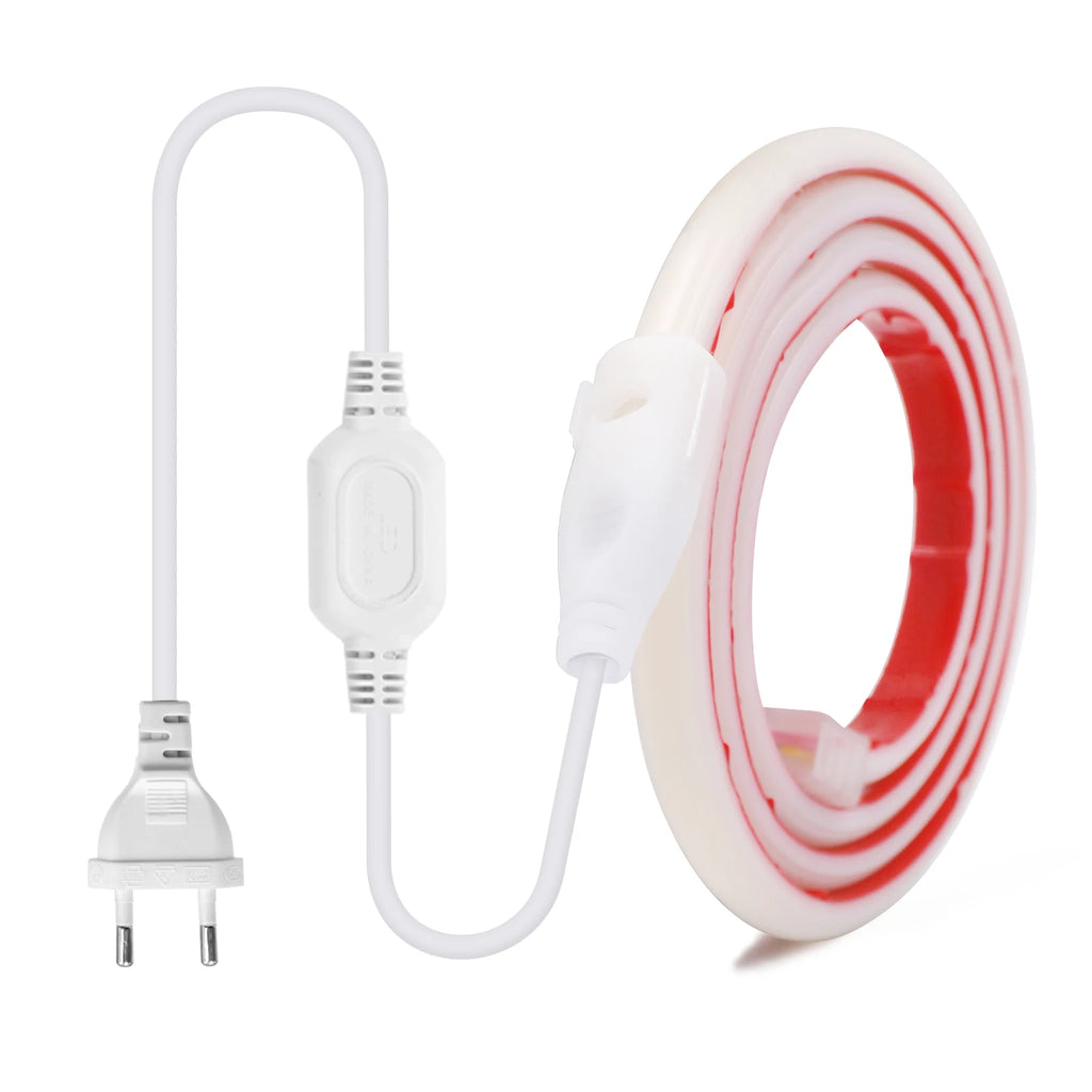 220V Dimmable COB LED Neon Strip Light 288Leds/M IP67 With Switch/Dimmer EU Plug Flexible Adhesive Tape for Home Garden Lighting