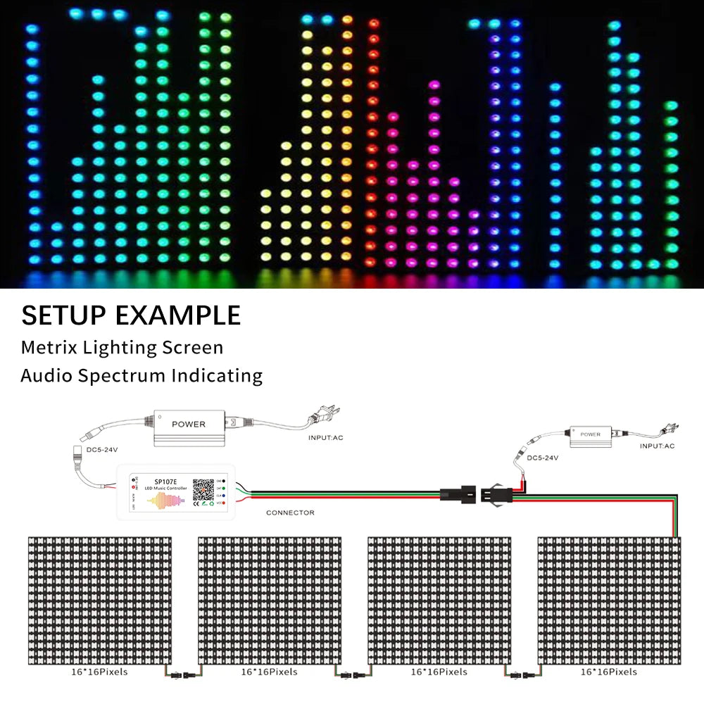 Ws2812B Led Rgbic Strip Light Controller Dc5V-24V WiFi Sp511E Music Ws2811 Sk6812 Sp107E Addressable Sp107E Smart App Controller