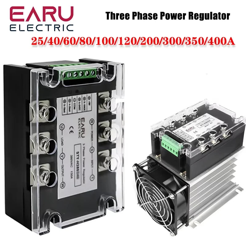 Three Phase AC Voltage Regulating Module Power Regulator Thyristor 380V Solid State Relay Dimming 25A-400A Potentiometer Control