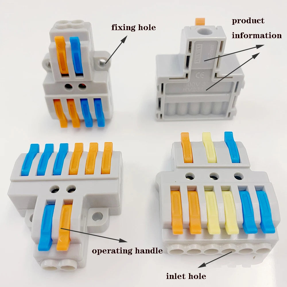 Wire Connectors KV-223-2 Terminal Block Push-in Quick Connector Docking Wiring Connector Electrical Plug-in Fast Cable Connector