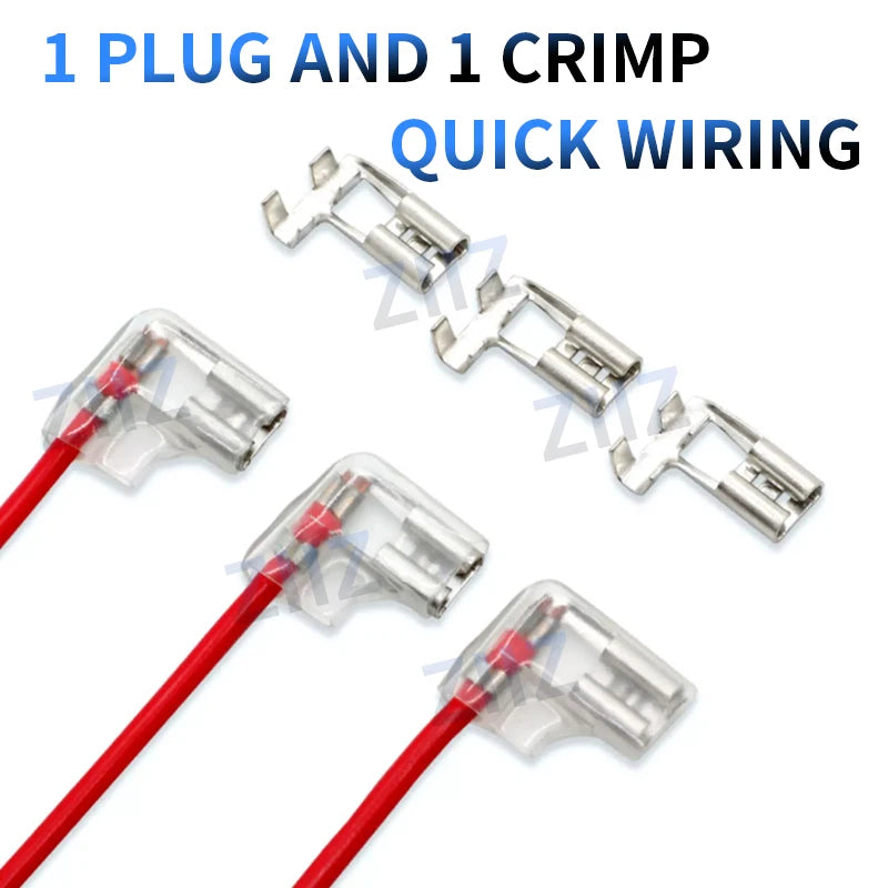100/200Pcs Gold/Silver Electric Flag/Right Angle Crimp Terminal Wire Connector  Set2.8 4.8/6.3mm Female+sheath  Brass Car ZiiZ