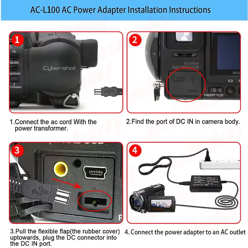 AC-L100C For Sony Camera AC-L10A L10B L15 Power Adapter NX100 AX2000 MC2500 HXR-NX3 CCD-TRV228 TRV615 PC104 MVC-FD200 HDR-FX7E