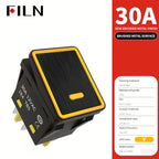 FILN 30A/220V Heavy Duty 4 Pin DPST IP67 Sealed Waterproof T85 Auto Boat Marine Toggle Rocker Switch with LED 12V 220V 30x22